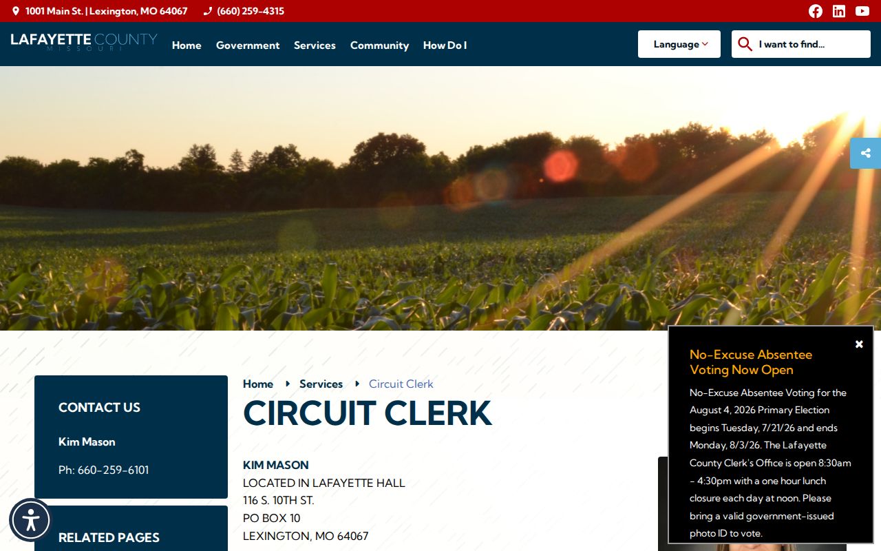 Lafayette County release case Circuit Clerk contact page